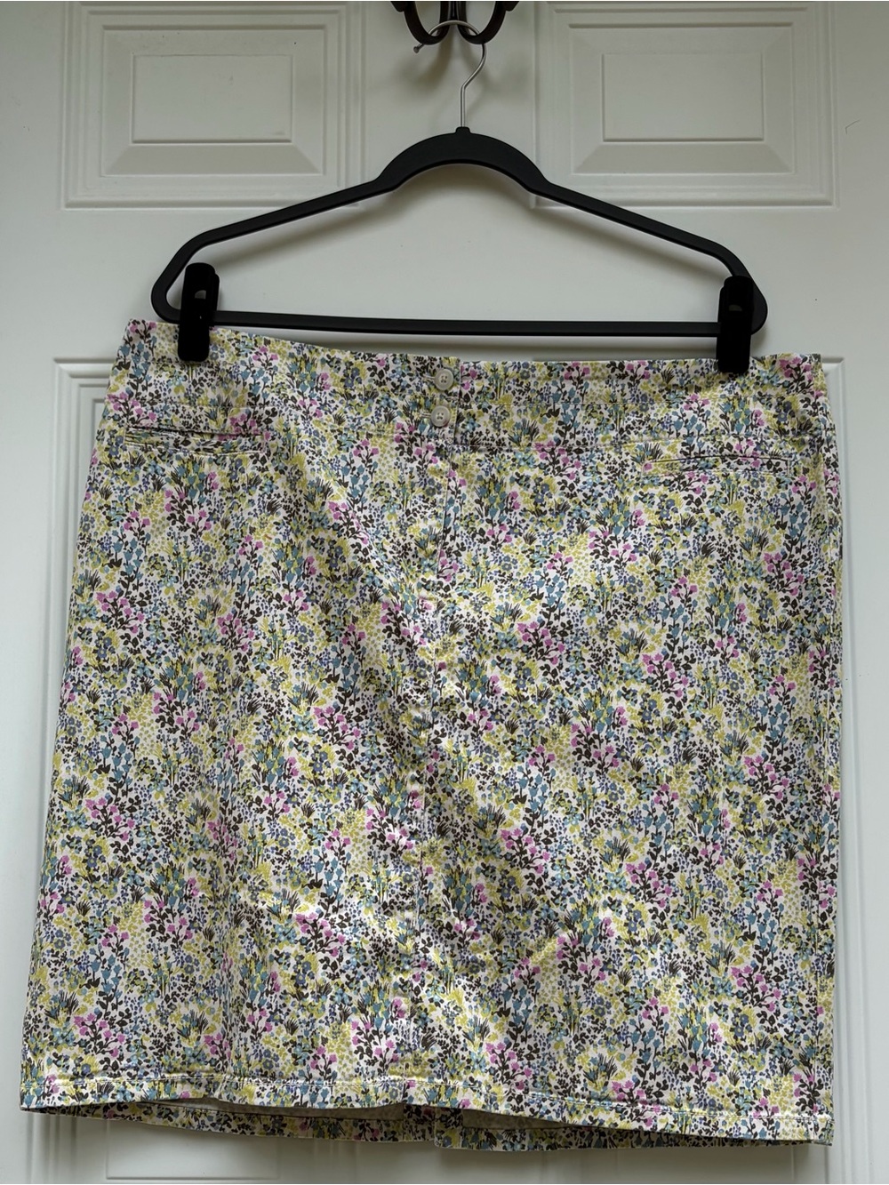 J. Jill Floral Print A-Line Skirt - Yellow and Pastel Floral